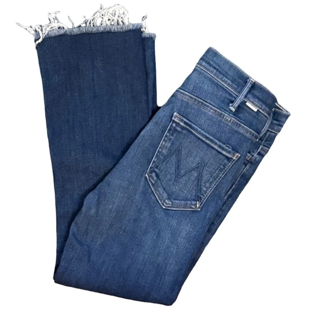 MOTHER The Hustler Ankle Fray in Home Movies Medium Blue Wash Size 27